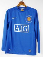 LONG SLEEVED MAN UTD AWAY 3RD 2007 2008 2009 40 ANNIVERSARY BLUE FOOTBALL SHIRT SOCCER JERSEY