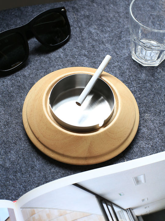 creative-ufo-solid-wood-office-windproof-ashtray-noric-style-desktop-ashtray-with-cover-home-table-decor