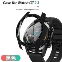 ۞卐 ใหม่ป้องกันกรณี ป้องกันหน้าจอสำหรับHuawei Watch GT3 GT 3 42มม. 46มม.ชุบPCปกแข็งHDกระจกนิรภัย