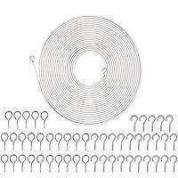 【cw】 15m Curtain Wire Screw Eyes and Hooks Set Accessory for School Bedroom Room Picture