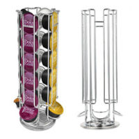 24ถ้วยหมุนได้ Coffee Pod สำหรับ Dolce Gusto Capsule Display Capsule Rack สแตนเลส Tower Stand ชั้นวางของ