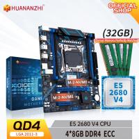 เมนบอร์ด QD4 X99พื้นฐานของ Huanzhi X99 LGA 2011-3 XEON มาพร้อมกับ E5 Intel 2680 V4พร้อมหน่วยความจำ DDR4 4*8G พร้อมชุดคิทคอมโบ NVME