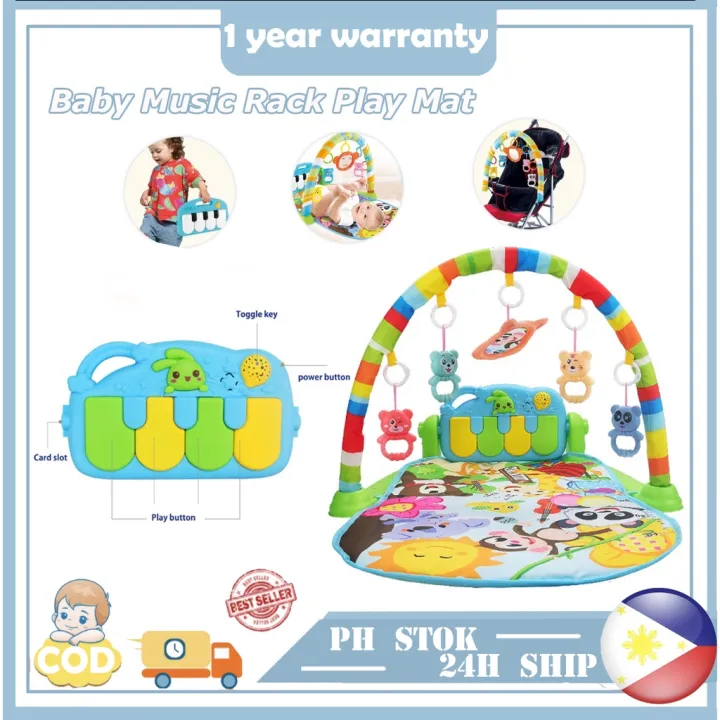 Baby Music Rack Play Mat with Piano Keyboard Early Education Gym