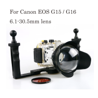 สำหรับ Canon G15กรณีกันน้ำมืออาชีพดำน้ำการถ่ายภาพใต้น้ำ40เมตรความลึกกล้องที่อยู่อาศัย67มิลลิเมตรอินเตอร์เฟซที่มี