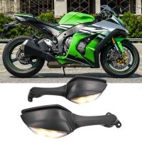 【COD】กระจกมองหลังรถจักรยานยนต์พร้อมไฟเลี้ยว LED สำหรับ NINJA ZX10R 2011‑2015