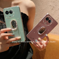 แม่พิมพ์กลม เคส Phone Case Realme 11 Realme11 C51 NFC 4G 5G เคส นิ่มที่สร้างสรรค์แวววาวหรูหรา เคสโทรศัพท์ กันการตกพร้อมพลอยเทียมตัวยึดกระจก Cover 2023