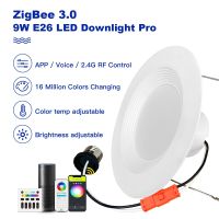 GLEDOPTO 9W ZigBee3.0 LED Downlight E26 6 Inch Light Dim Color Temperature RGB For Indoor Lights Tuya Homey Alexa App 2.4G RF