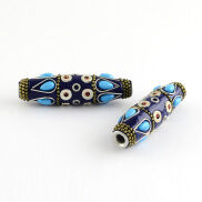 2 pc Oval Handmade Indonesia Beads, with Aluminum Cores