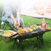 Portable Barbecue Grill Fold Charcoal Grill Tabletop Mini Collapsible Grill Stand Outdoor Camping Barbecue Furnace Cooking Tool