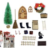 Dollhouse Christmas Decorations Mini Scene Decor with Christmas Wreath Tree 1:12 Scale Miniature Scene Model Dollhouse Decoration Set Christmas Gifts gifts