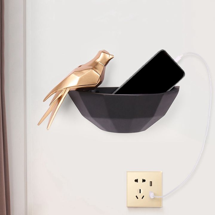 creative-golden-bird-storage-three-dimensional-wall-pendant-living-room-porch-bird-nest-key-storage-box
