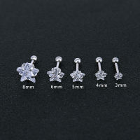 4 Pairslot Blue Screw Ball Star Helix Cartilage Piercings Crystal Stud Earrings Women Stainless Steel Round Earrings