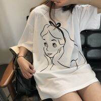 New Korean version of printed short-sleeved T-shirt female student loose top พิมพ์ยาวแขนสั้นเสื้อยืดนักเรียนหญิงเสื้อหลวม INS น้ำของผู้หญิง MTM632