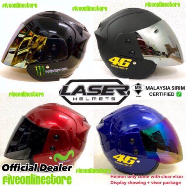 helmet Laser Ozeki W1 Racing Helmet with Clear Visor SIRIM Matt Black 46 Project Movistar