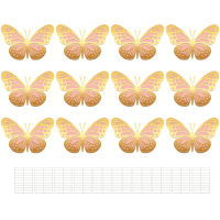 Gold 3D Butterfly Decorations Elegant Paper Cutouts Lightweight Sticker for Baby Shower Wedding Bedroom