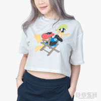 DOSH WOMENS CROPPED TOPS WB เสื้อยืดครอปคอกลม แขนสั้น ผู้หญิง DWAWT1003-OW