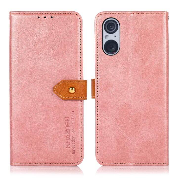 eforgalaxy-khazneh-สองสีหน้ังกลับมือถือเนื้อหนังวัวเคสสำหรับ-sony-xperia-5-v