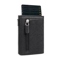 【CC】 Bycobecy Credit Card Holder Wallet Men Hasp Money Aluminum Leather Wallets Coin Purse
