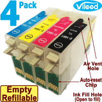 4 Pack 166 Full Set Refillable Empty Print Cartridge Without Ink for EPSON T1661 Black T1662 Cyan T1663 Magenta T1664 Yellow for Expression ME-10 ME-101 ME 10 101 Color Printer