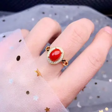 Red coral ring on sale price