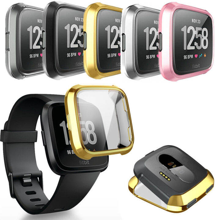 2023-new-shang815558-สำหรับ-fitbit-versa-เคสซิลิโคน-tpu-บางพิเศษเคสหน้าจอปลอกคอกันสุนัขเลียป้องกัน