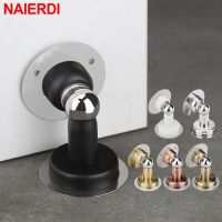 NAIERDI Magnetic Door Stops Stainless Steel Non Punch Door Stopper Windproof Wall Mounted  Door Holder Furniture Hardware Decorative Door Stops