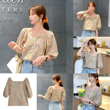 新版 NATIVE VILLAGE 未使用 茶 blouse sleeve puff シャツ/ブラウス