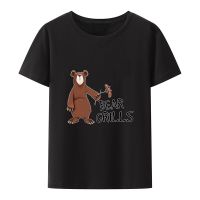 Men Women Bear Grills Funny Comedy Spoof Grylls BBQ Classic Modal T Shirt Unisex Short-sleev Anime Cartoon Graphic Tee Shirt