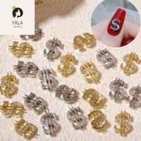 YALA หรูหรา เงิน เสน่ห์ แฟลช 3D เครื่องประดับเล็บ DIY ทำเล็บ เล็บ Rhinestone Dollar Nail Art ตกแต่ง