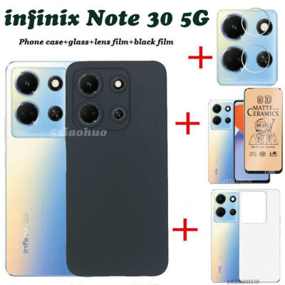 4in1 Infinix Note 30เคสโทรศัพท์ Infinix Note 30 5G เคสโทรศัพท์ซิลิโคนนิ่ม + ฟิล์มกระจกเทมเปอร์ + ฟิล์มเลนส์ + ฝาหลัง