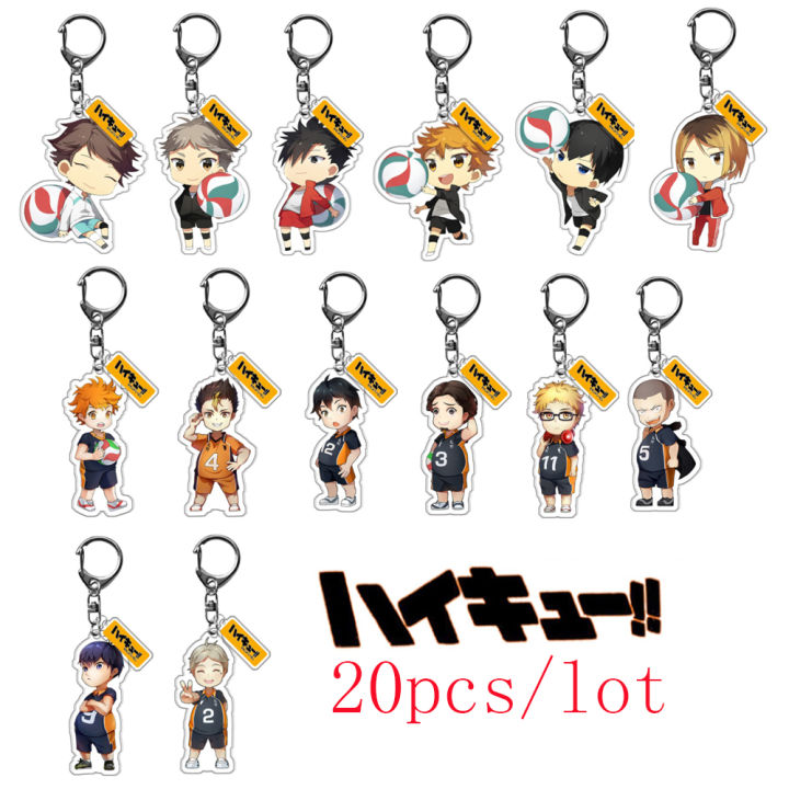 20pcs-anime-haikyuu-acrylic-keychain-volleyball-boy-hinata-shoyo-tobio-kageyama-cartoon-figure-key-chain-women-men-car-keyring