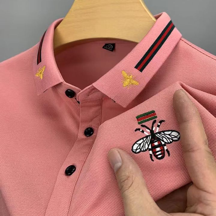 Bee Embroidery Polo Shirt, Men Shirt Bee