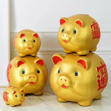 Gold Chinese Piggy Bank - Ceramic