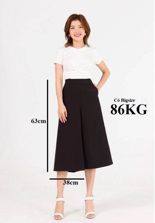 Quần Ống Rộng Nữ culottes Dài 63cm, Vải Lụa Trượt, Có oversize đại ...