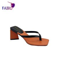 Womens new cross-belt color matching high-heeled slippers holiday casual comfortable womens slippers