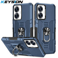 KEYSION เคสเกราะกันกระแทกสำหรับ Realme C55 C30S C30ซิลิโคน + พีซีขาตั้งแหวนโลหะฝาหลังโทรศัพท์สำหรับ OPPO Realme C33 C55