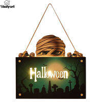 Studyset IN stock Halloween Wooden House Sign Pendant With Led Lights Wall Crafts Decoration For Gardens Terraces Porches