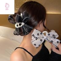 DOI4RE Minimalism หรูหราหวาน สีดำ เครื่องประดับผม มุก โบว์ริบบิ้น โบว์ลูกไม้ คลิปปูผม Barrettes กรงเล็บผมผู้หญิง สไตล์เกาหลี