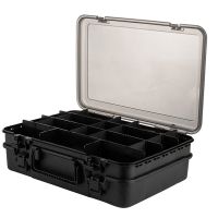 Double Layer Fishing Lure Boxes Bait Storage Box Plastic Waterproof Fly Fishing Tool Box Black