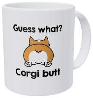 สิ่งที่ก้น Corgi 11ออนซ์ตลกแก้วกาแฟสีขาวแก้วของขวัญเซรามิก