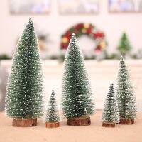 {Decwork}Christmas Mini Pine Tree W หิมะสีขาว10/15/20/25/30ซม. ตัดตาราง Store Windows Shelf Decor Xmas เทศกาลงานปาร์ตี้ DIY Decor