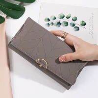 【Ready】? New fashion all-match large-capacity wallet womens long style simple folding flower student hand wallet