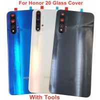 เหมาะสำหรับ Huawei Honor 20เคสกระจกแบตเตอรี่แข็งด้านหลังฝาหลังกรอบแผง + เลนส์กล้องถ่ายรูป + กาวติด