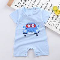 【Ready Stock】 Cotton baby romper, cute cartoon print,newborn short-sleeved jumper, easy-to-change diaper, For 0-12 months