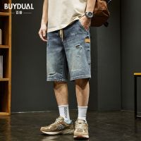 Summer thin five point denim shorts for mens seven point casual 2023 new trend pants for horse pants to wear externally