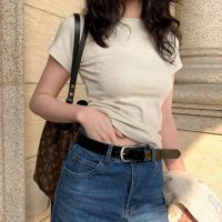 Slim-Fit Slimmer Look เสื้อยืดผ้าฝ้ายแท้สีขาว Bottoming Shirt 50753