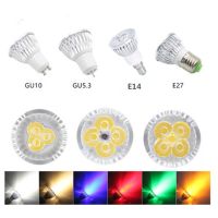 {ร้อน} สปอตไลท์หลอด Led 3W 4W 5W GU10 GU5.3 E27 E14 110V 220V สีขาวธรรมชาติ4000K สีแดงสีเขียวสีฟ้าสีเหลืองสป็อตไฟหรี่แสงได้