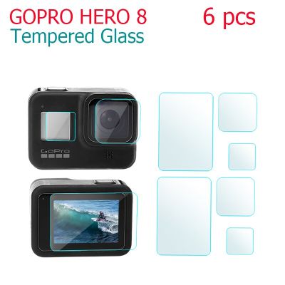 ฟิล์มป้องกันฟิล์มกันรอยหน้าจอเลนส์สำหรับ Gopro Hero 8กระจกนิรภัยสีดำอุปกรณ์เสริมสำหรับ Gopro 8กล้องแอคชั่นแคมเมรา