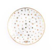 MISS ETOILE PLATE ROUND PORCELAIN WITH GOLD STARS จานกลมเซรามิค ลายดาวสีทอง : PL159