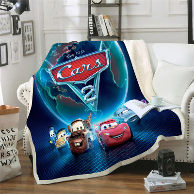 Mc Queen Cars Soft Sleeping Blanket Throw Sherpa Backing Kids Girls Boys for Christmas Gift on Bed Sofa Cartoon Blanket
